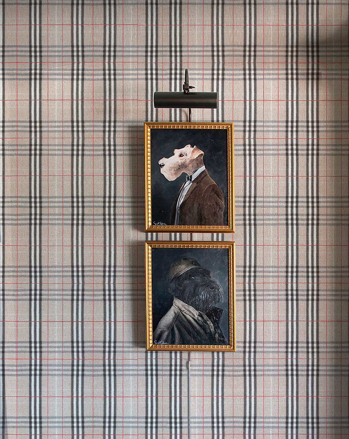 Escocés Biege Rojo - Papel Pintado