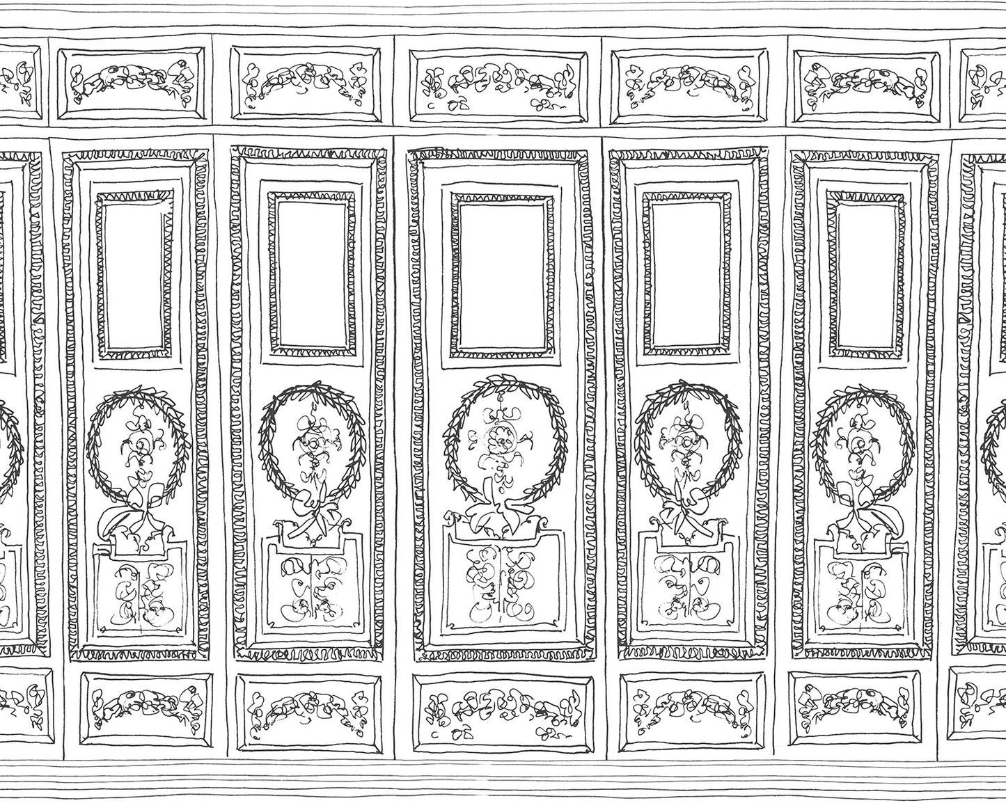 Boiserie Blanco y Negro - Papel Pintado