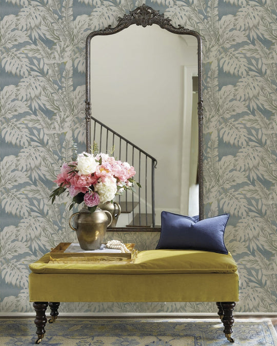 Hojas Celestes - Papel Pintado