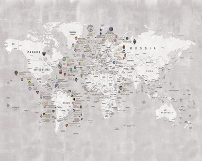 Mapa Futbol Gris - Papel Pintado