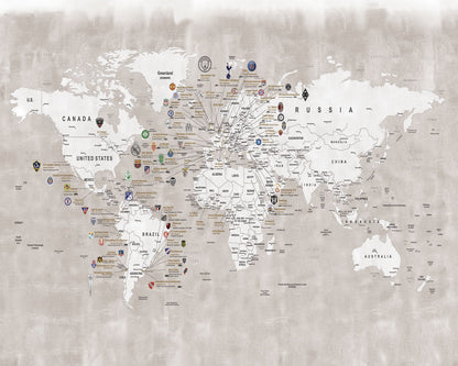 Mapa Futbol Beige - Papel Pintado