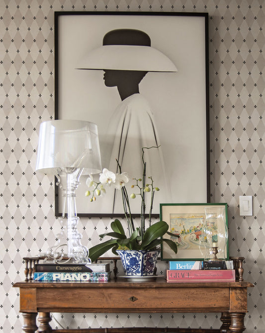 Papel pintado "Lis Blanca Grafito"